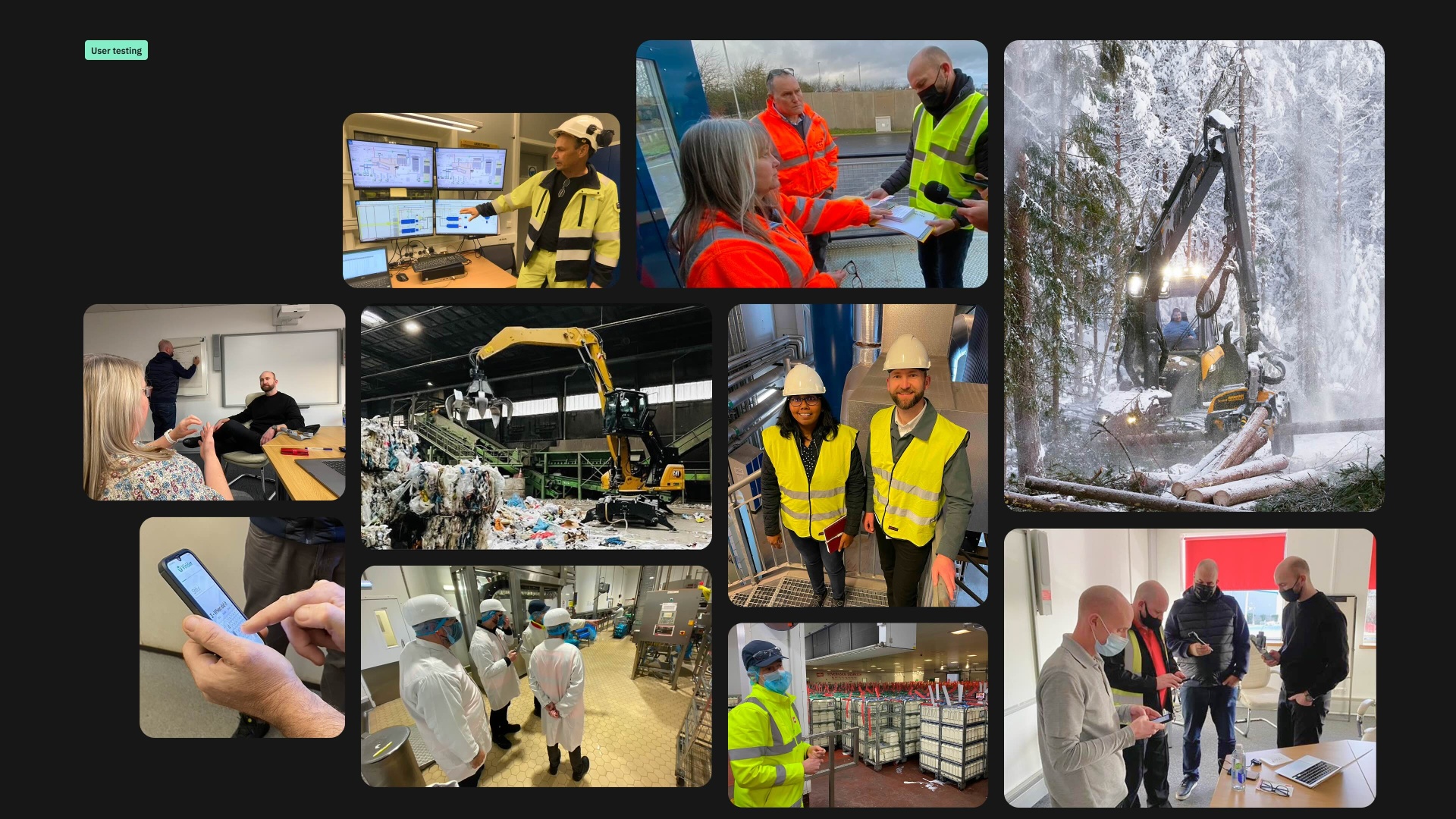 User testing across field sites — forestry, factories, control rooms