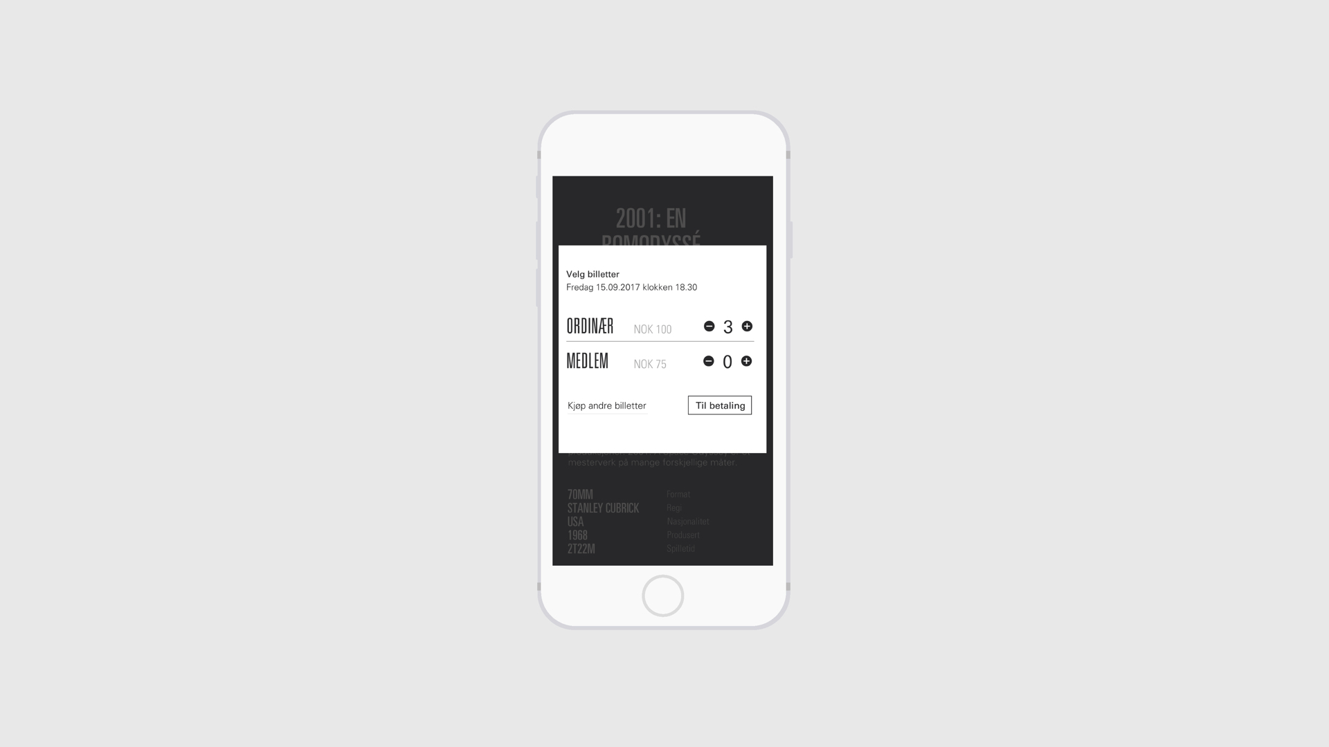 Mobile ticket selection