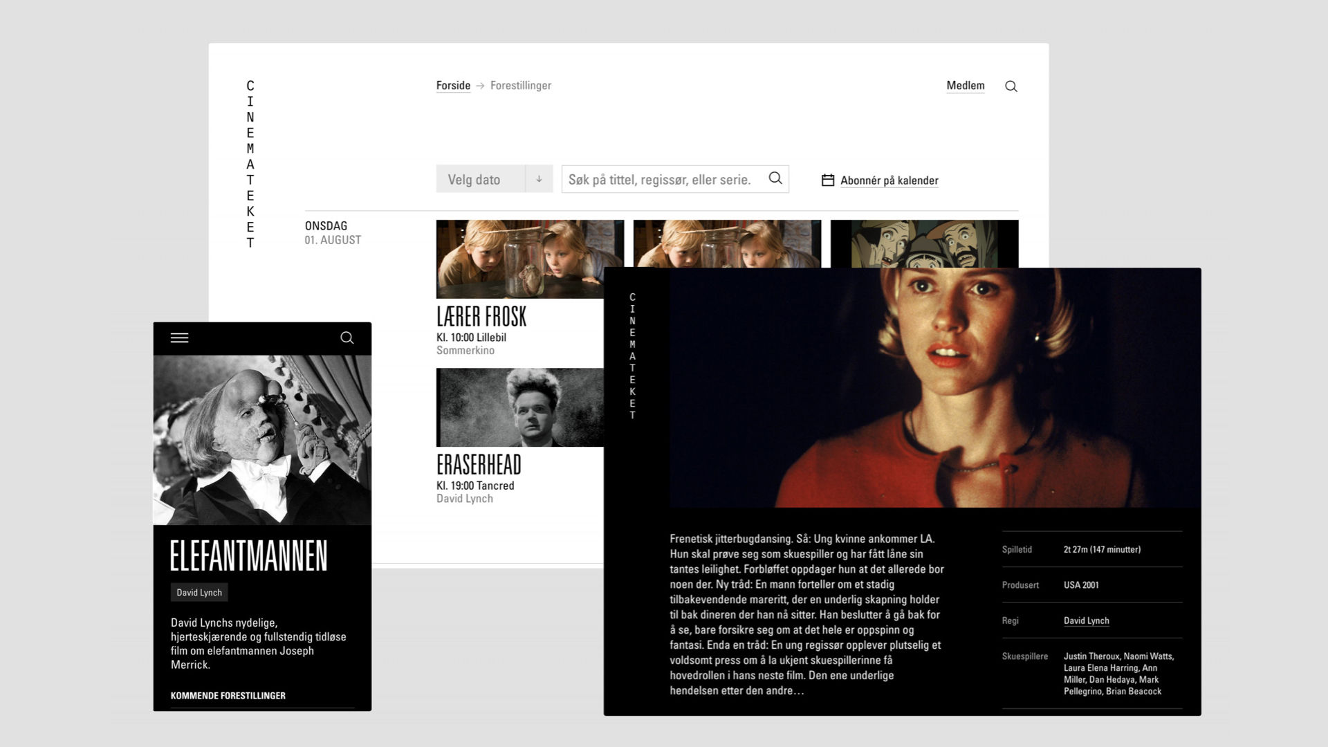 Cinemateket — new website across desktop and mobile